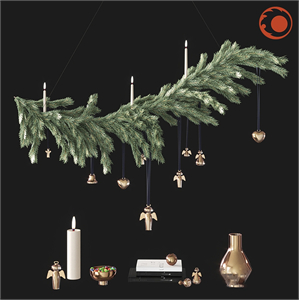 Modern Christmas Tree Gift Box Fireplace Decoration Ornament 3d model